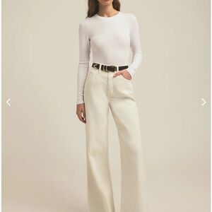 Favorite Daughter Cream Flare & Wide Leg Jeans